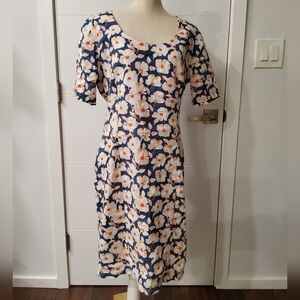 120% Lino  Floral Print Linen Mini Dress Size 48